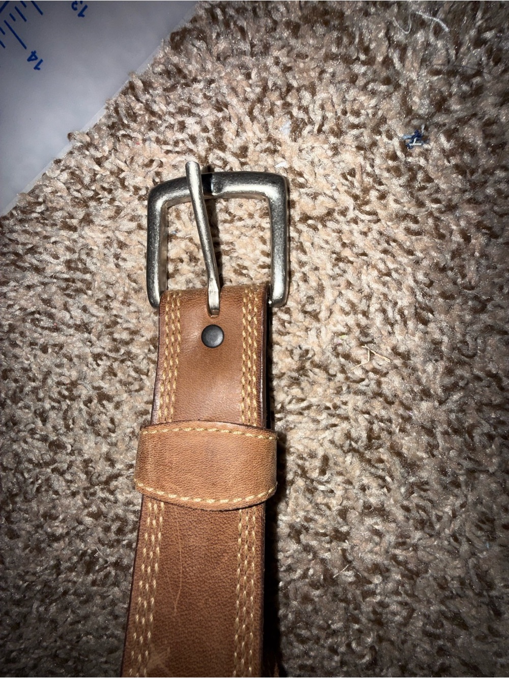 Men’s Tan Leather Belt with Brushed Silver Buckle